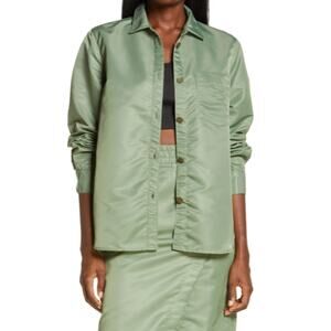 NWT Sammy B High Low Nylon Shirt Jacket in Sage